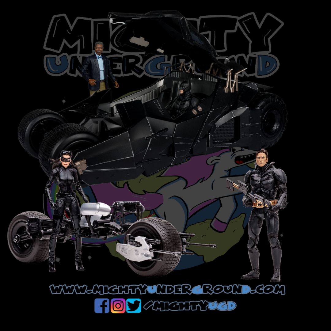 The Dark Knight: Batman (Sky Dive) + Batpod & Catwoman + Tumbler & Lucius Fox - Mc Farlane 3er Bundle-Mighty Underground-Mighty Underground