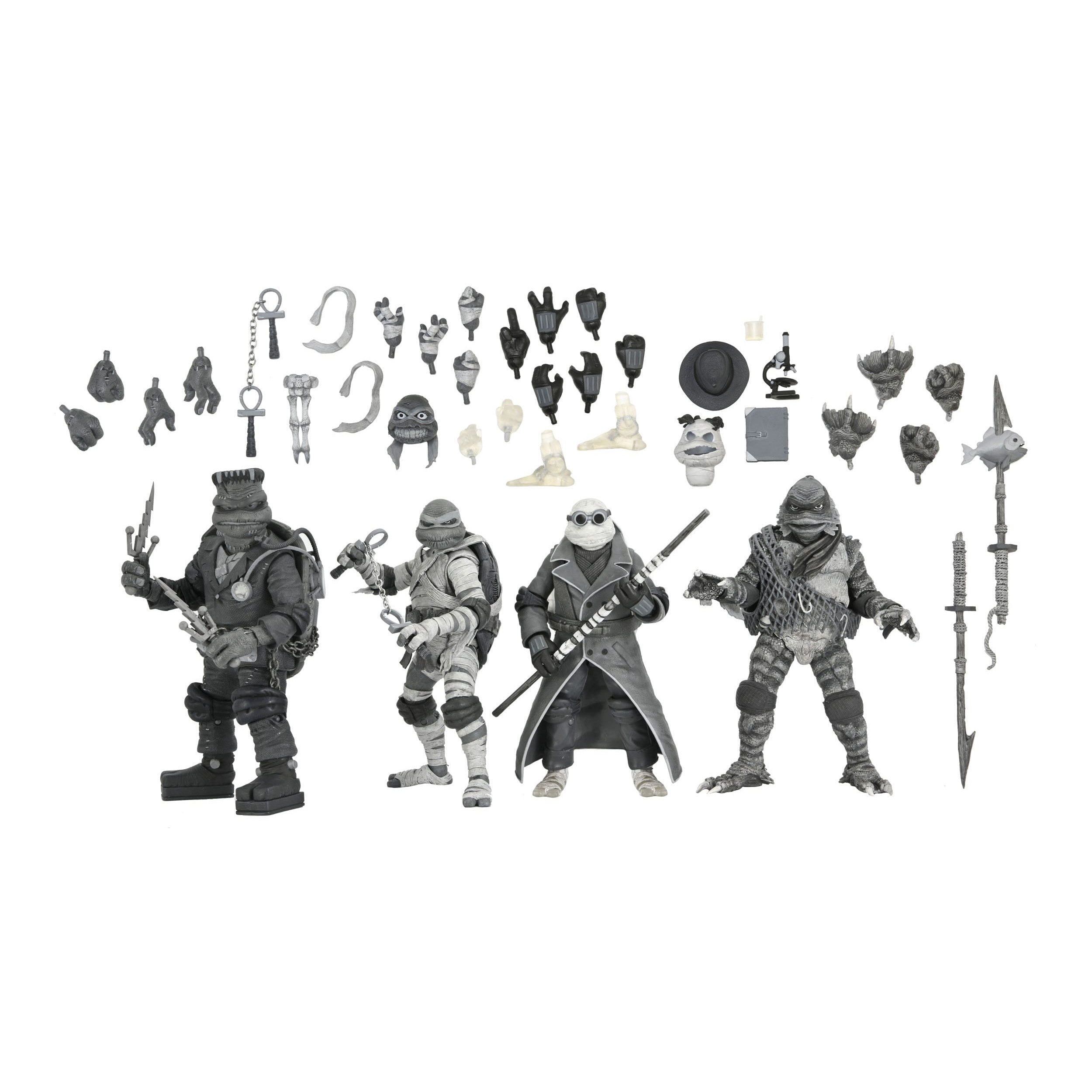 Universal Monsters x TMNT: Turtles Black & White - 4-Pack-Actionfiguren-NECA-Mighty Underground