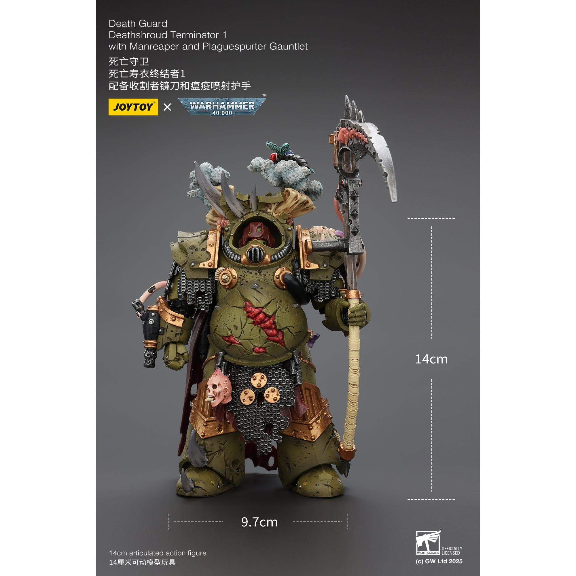 Warhammer 40k: Death Guard - Deathshroud Terminator 1 with Manreaper and Plaguespurter Gauntlet-Actionfiguren-JoyToy-Mighty Underground