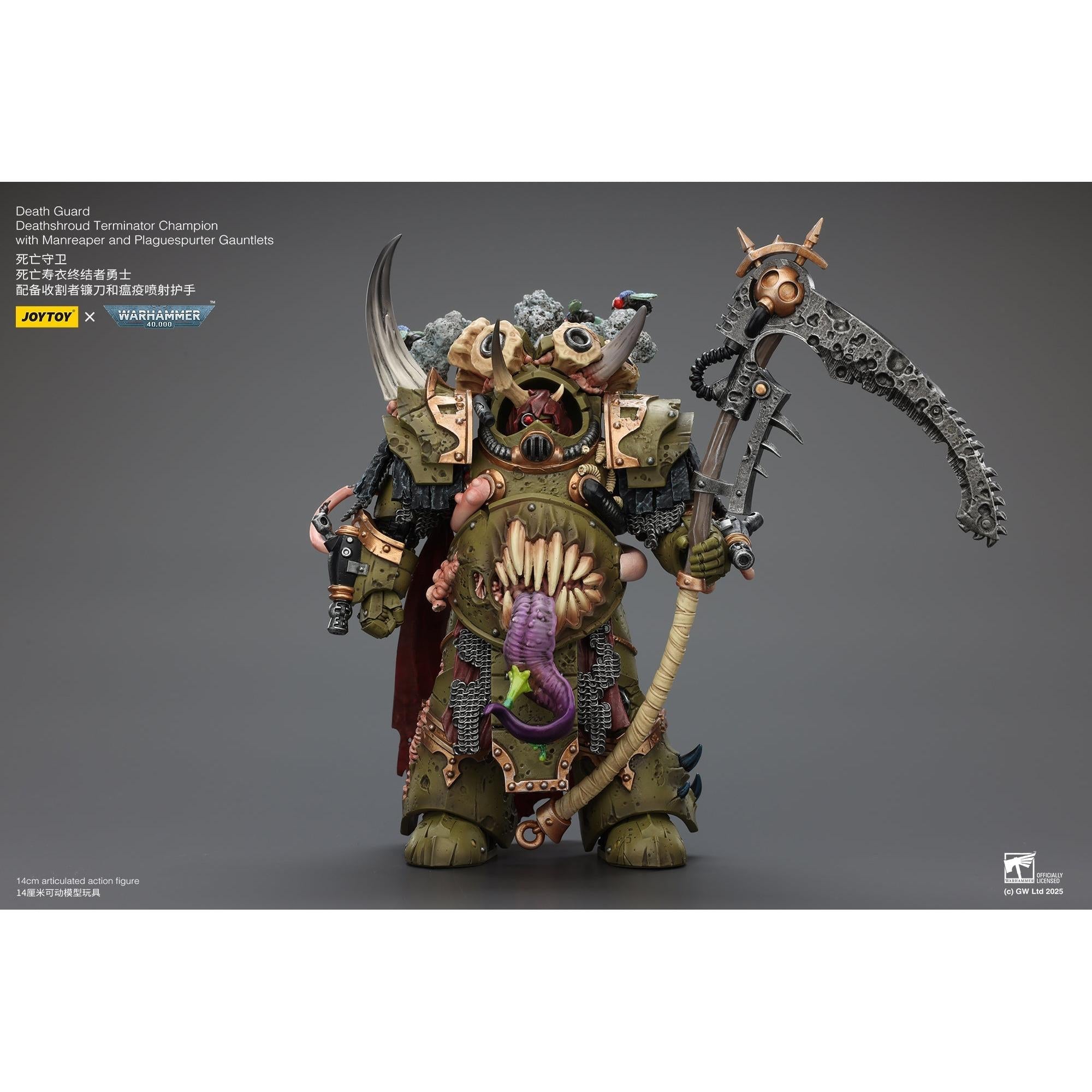 Warhammer 40k: Death Guard - Deathshroud Terminator Champion with Manreaper and Plaguespurter Gauntlets-Actionfiguren-JoyToy-Mighty Underground