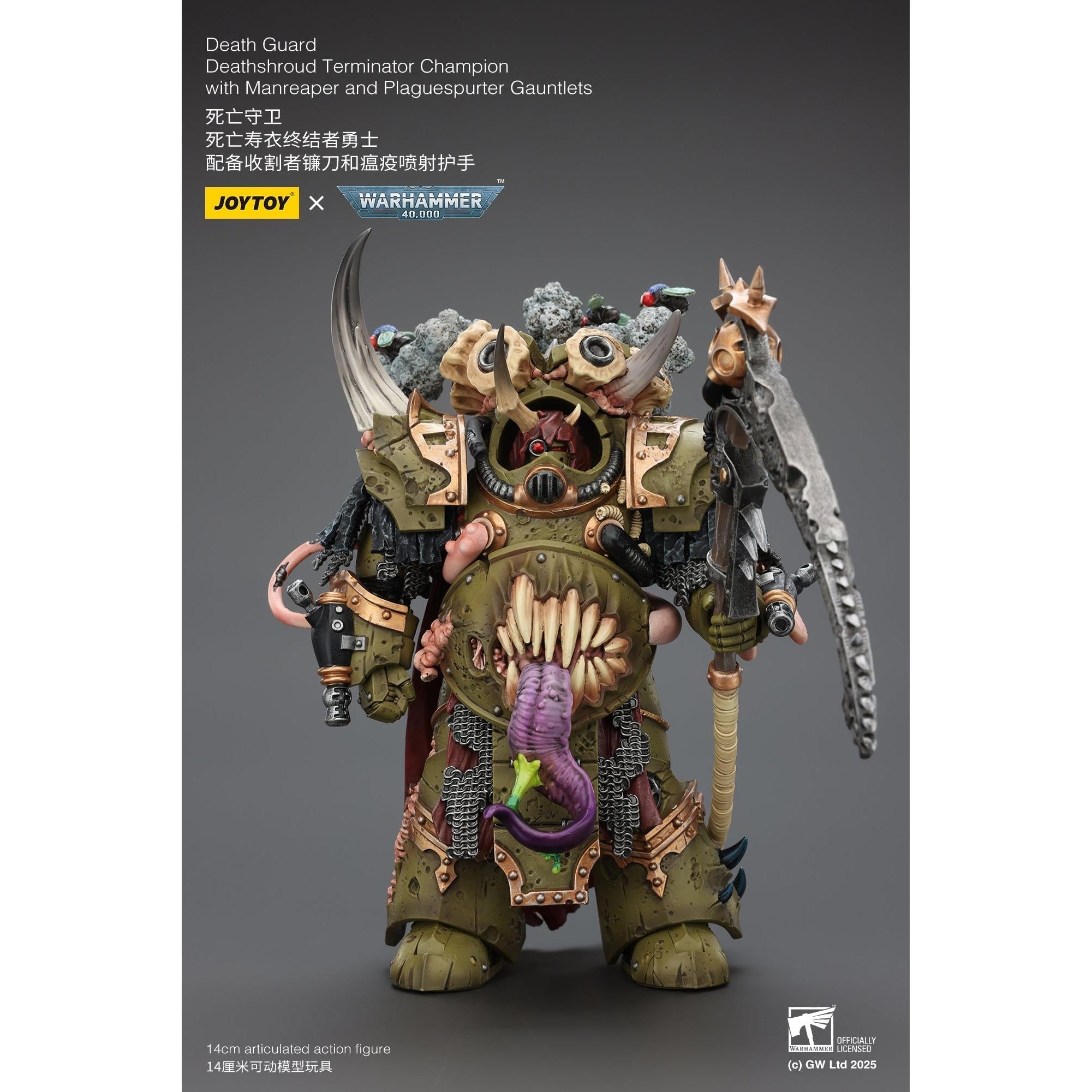Warhammer 40k: Death Guard - Deathshroud Terminator Champion with Manreaper and Plaguespurter Gauntlets-Actionfiguren-JoyToy-Mighty Underground