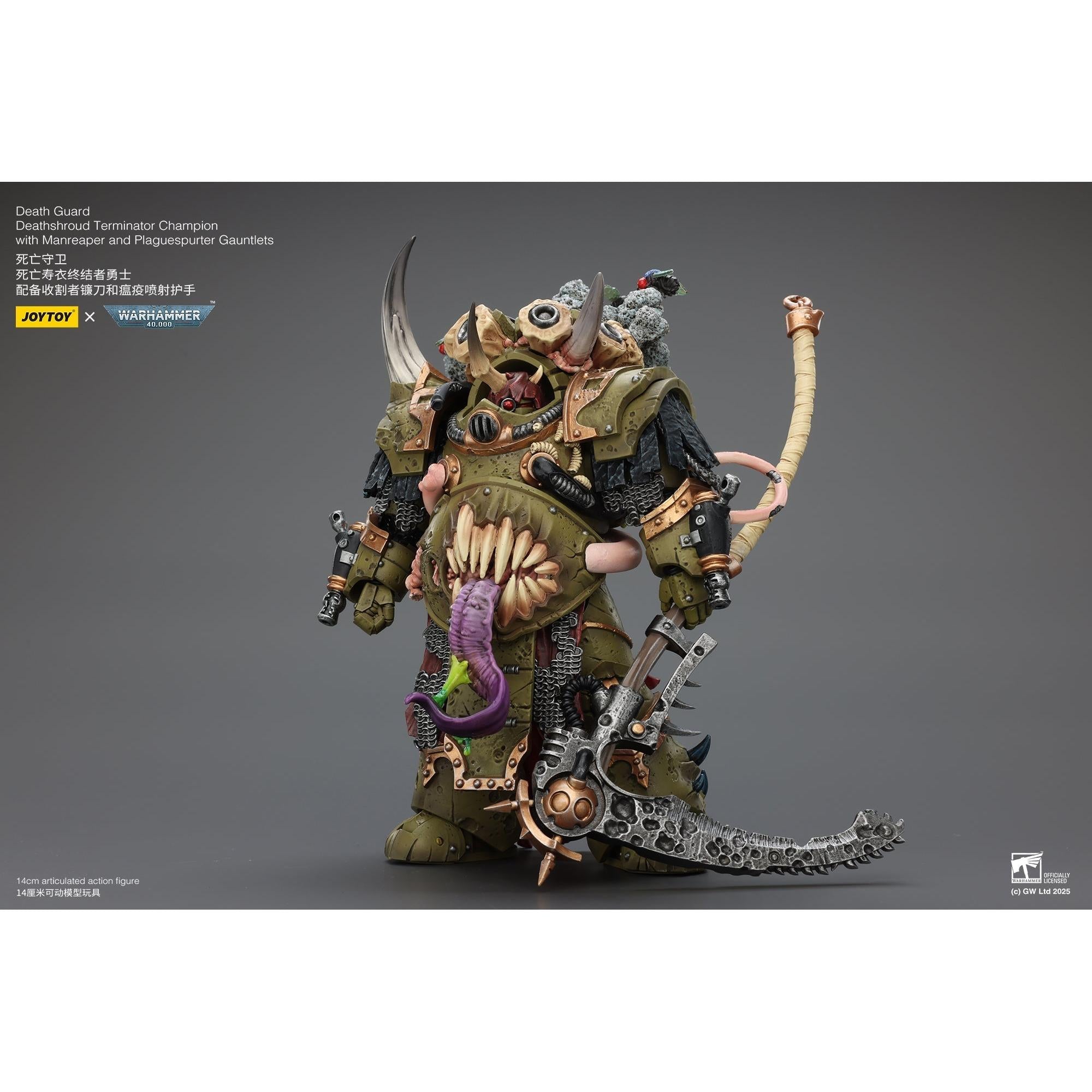 Warhammer 40k: Death Guard - Deathshroud Terminator Champion with Manreaper and Plaguespurter Gauntlets-Actionfiguren-JoyToy-Mighty Underground