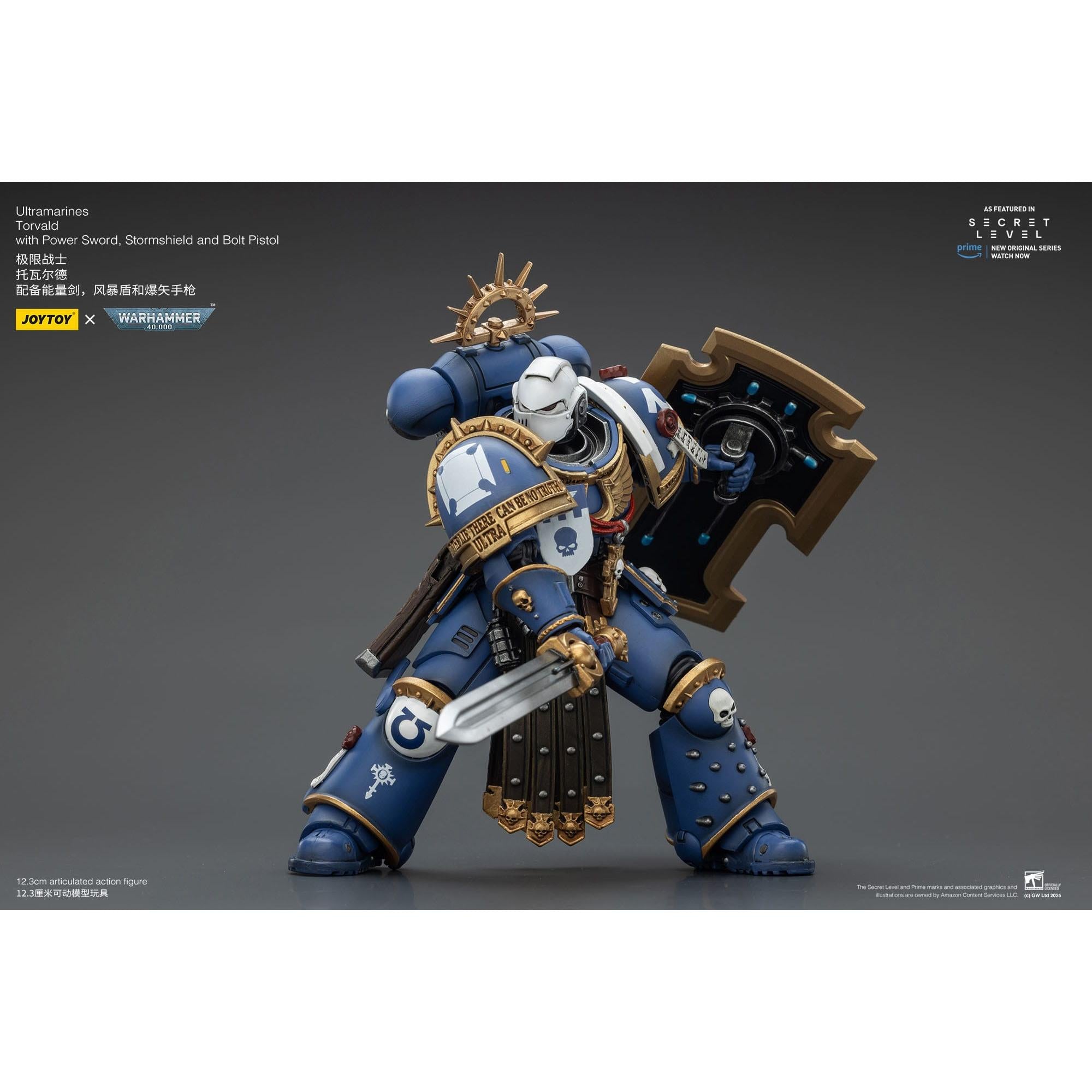 Warhammer 40k: Ultramarines Torvald with Power Sword, Stormshield and Bolt Pistol (Secret Level)-Actionfiguren-JoyToy-Mighty Underground