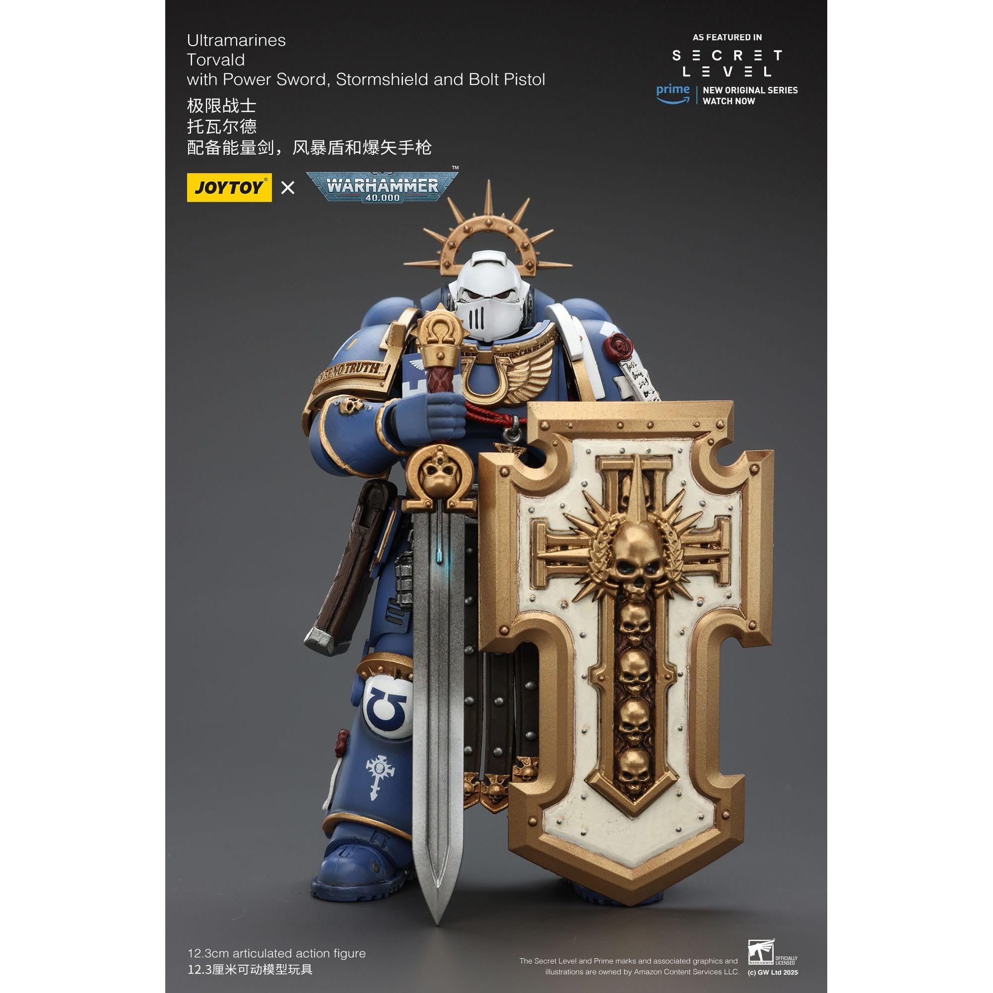 Warhammer 40k: Ultramarines Torvald with Power Sword, Stormshield and Bolt Pistol (Secret Level)-Actionfiguren-JoyToy-Mighty Underground
