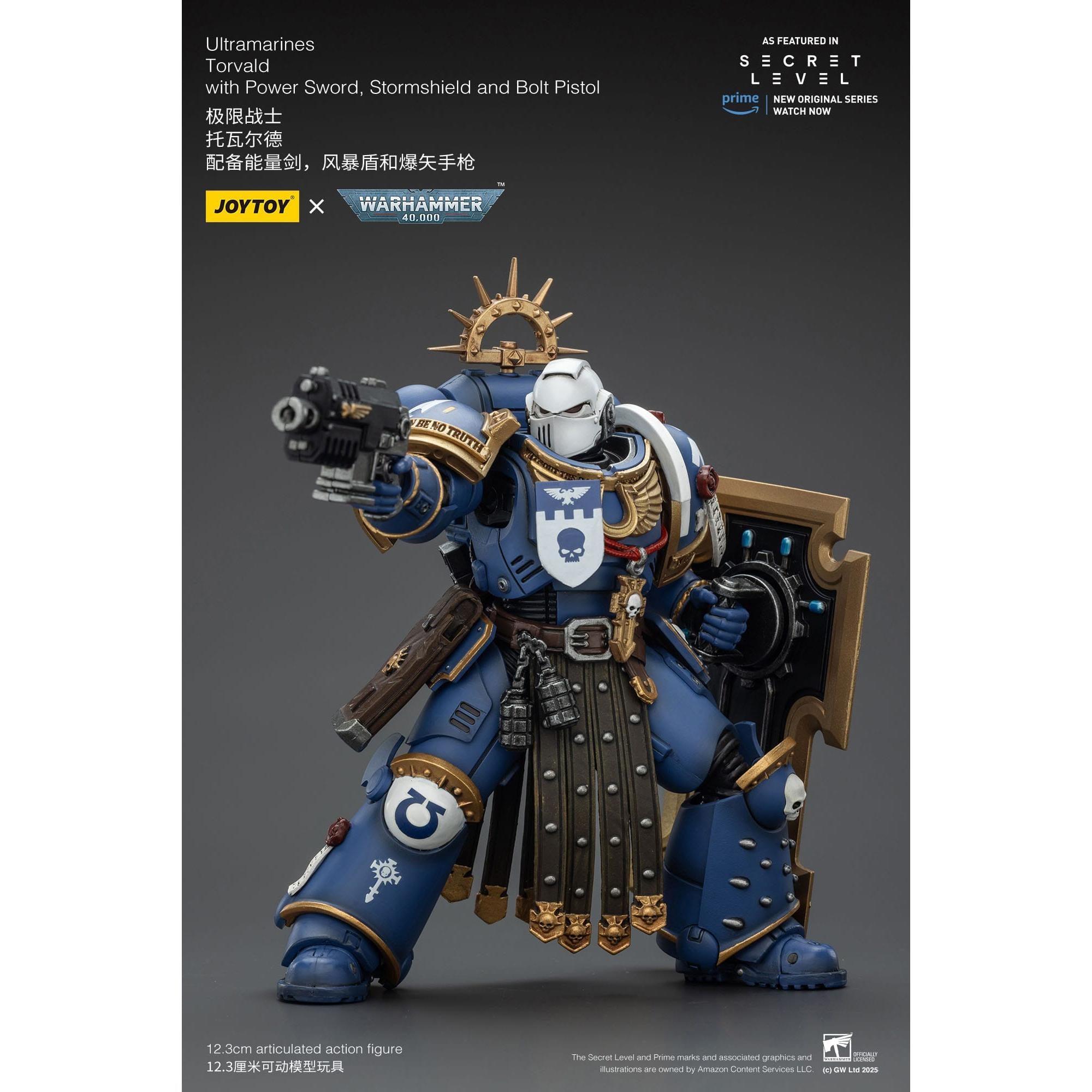 Warhammer 40k: Ultramarines Torvald with Power Sword, Stormshield and Bolt Pistol (Secret Level)-Actionfiguren-JoyToy-Mighty Underground