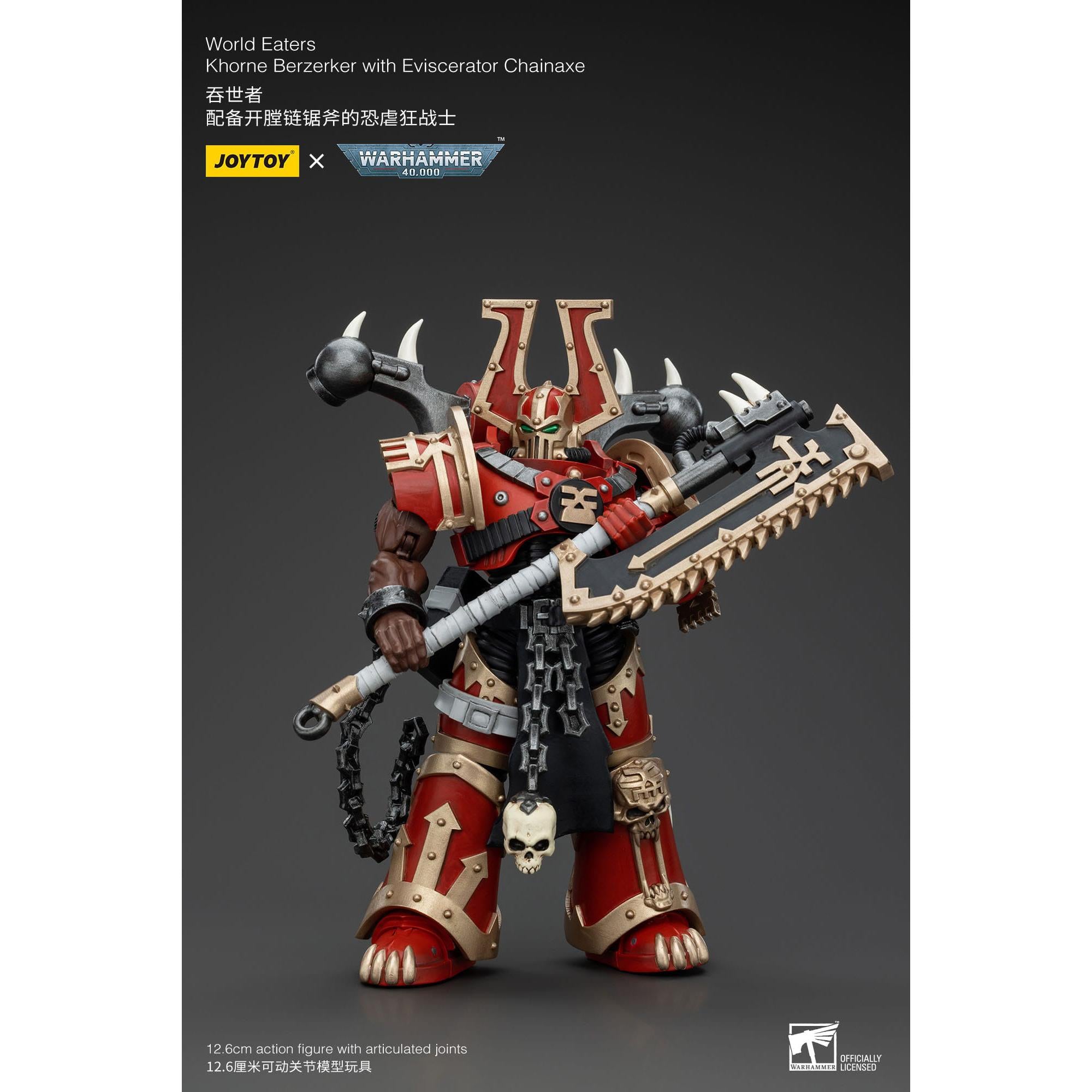 Warhammer 40k: World Eaters Khorne Berzerker with Eviscerator Chainaxe - 13 cm-Actionfiguren-JoyToy-Mighty Underground