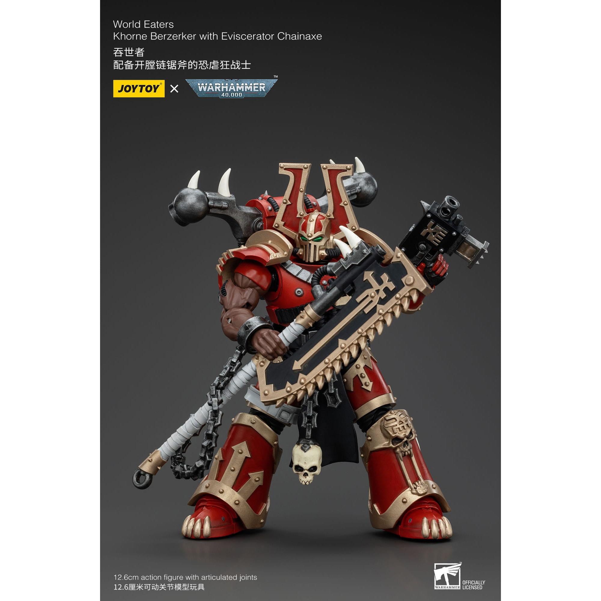 Warhammer 40k: World Eaters Khorne Berzerker with Eviscerator Chainaxe - 13 cm-Actionfiguren-JoyToy-Mighty Underground