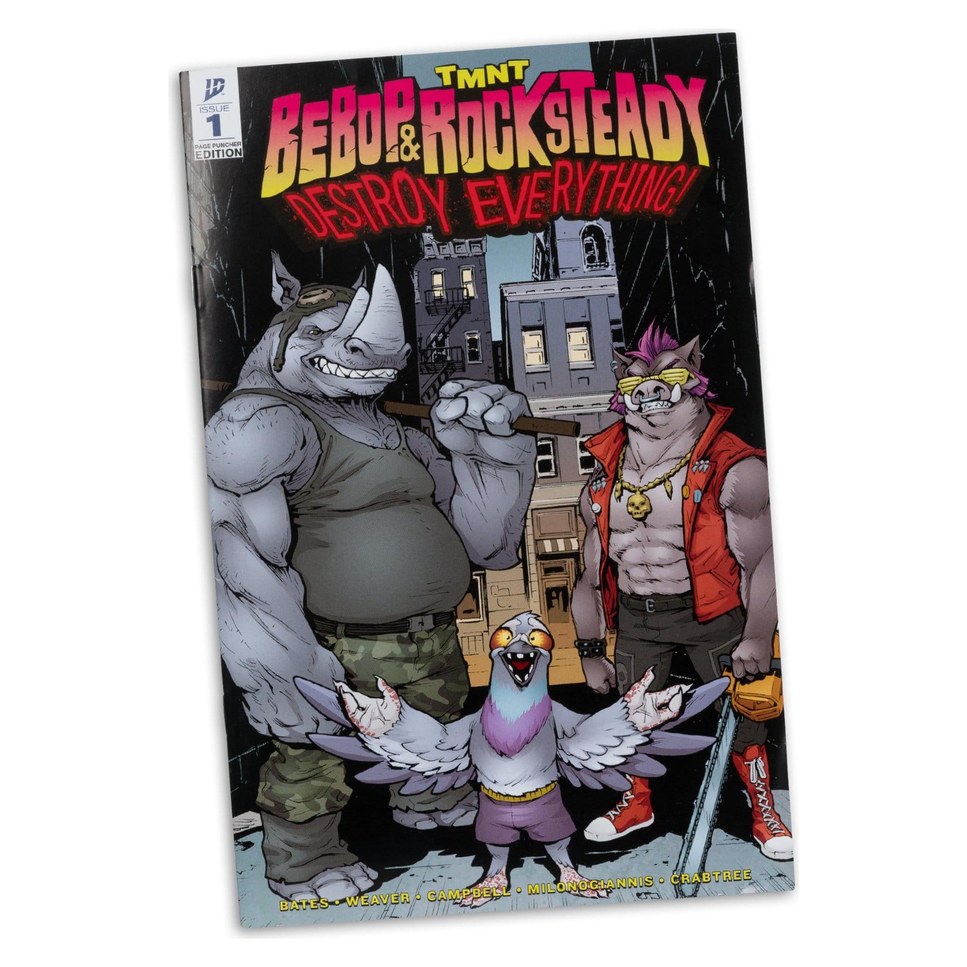 TMNT Page Punchers: Rocksteady Actionfigur & Comic - 5 inch