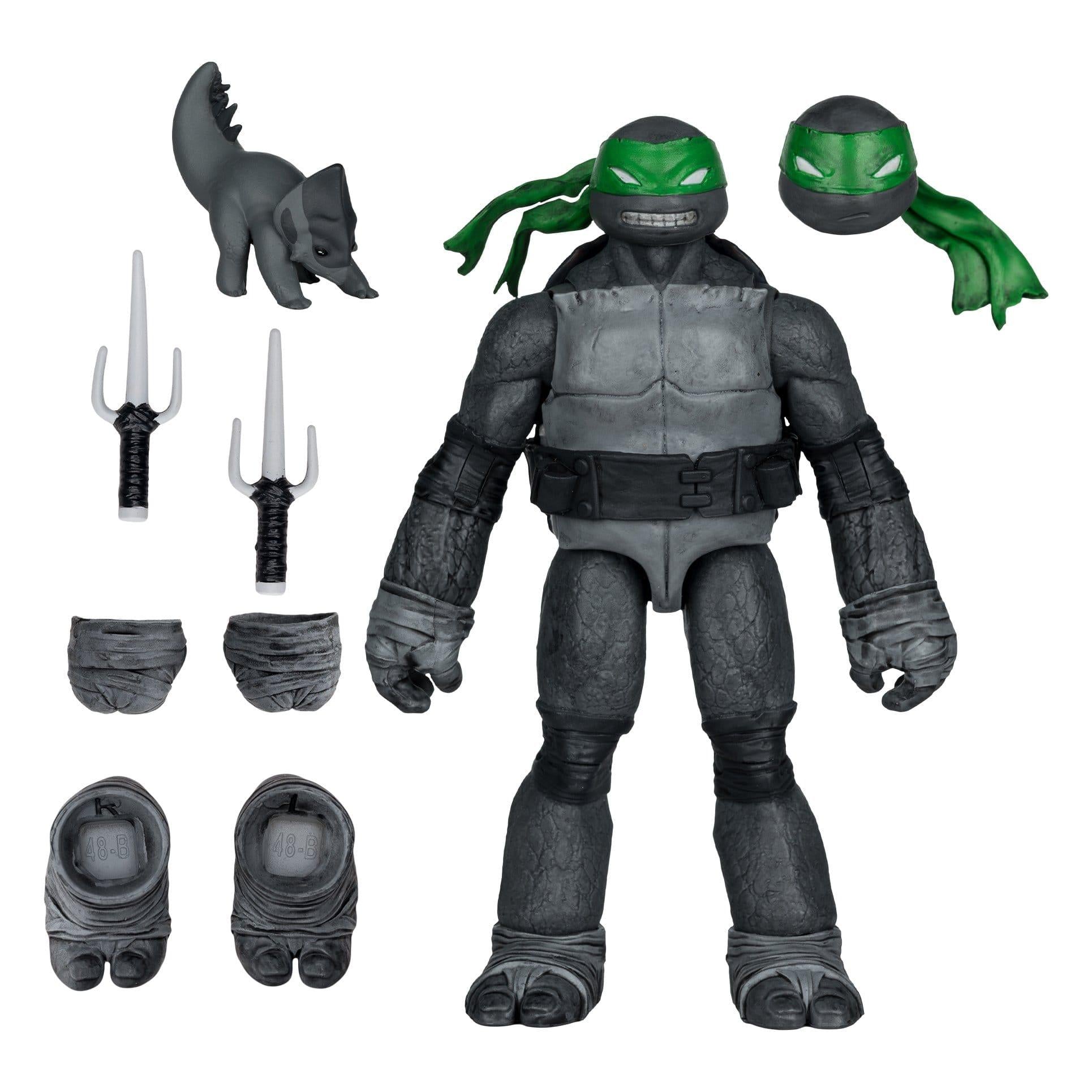 TMNT Page Punchers: Leonardo, Raphael, Michelangelo, Donatello (Black White & Green) (Red Platinum Edition) Actionfigur & Comic - 5 inch 4er-Bundle