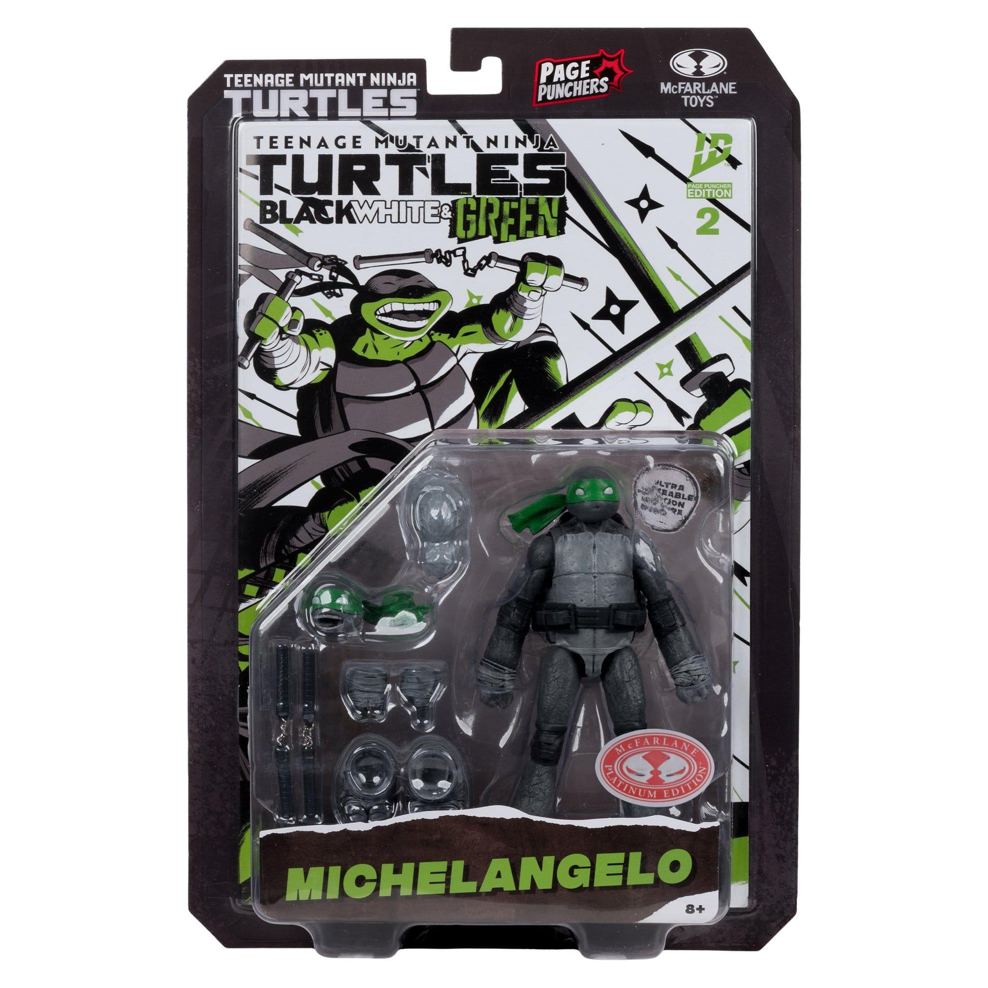 TMNT Page Punchers: Leonardo, Raphael, Michelangelo, Donatello (Black White & Green) (Red Platinum Edition) Actionfigur & Comic - 5 inch 4er-Bundle