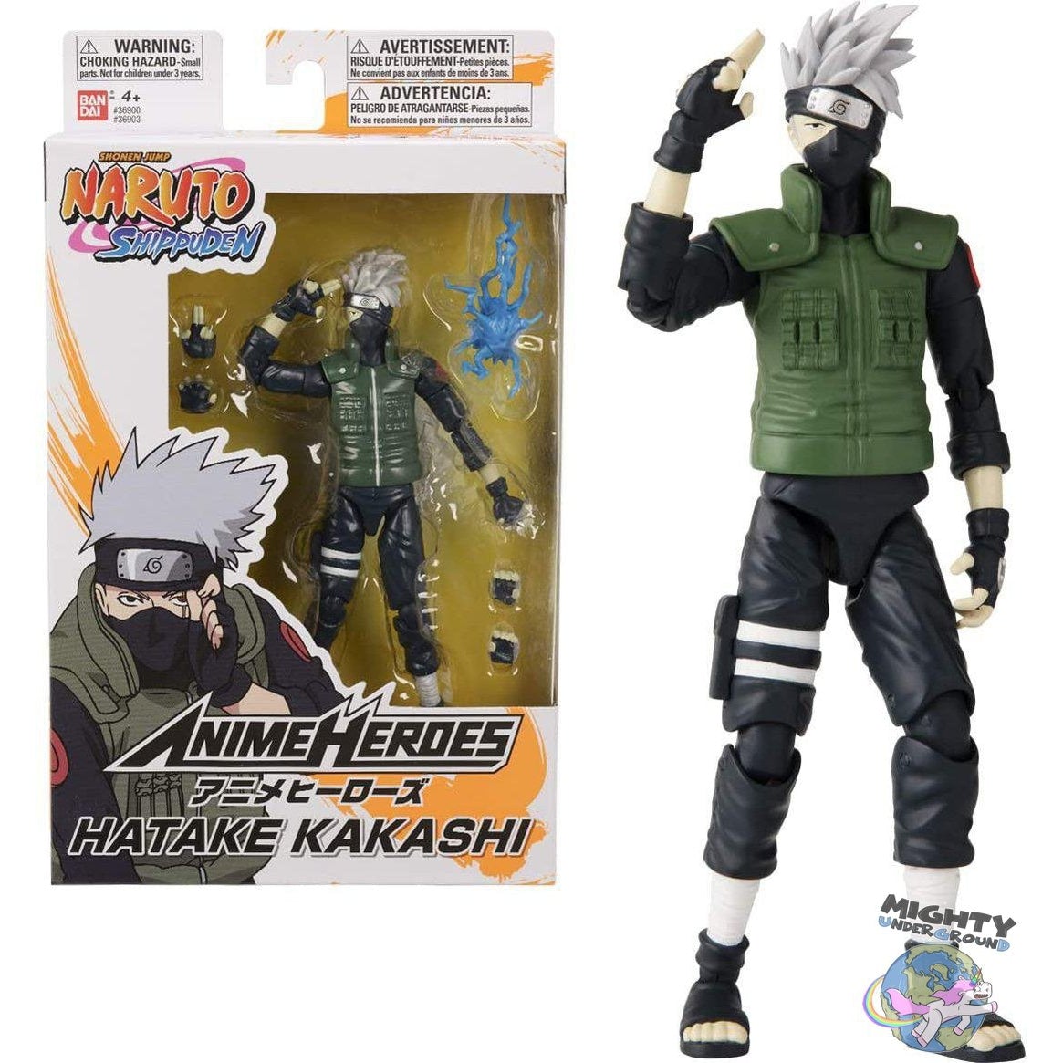 Anime Heroes: Naruto, Sasuke, Kakashi 3-Set-Actionfiguren-Bandai-mighty-underground