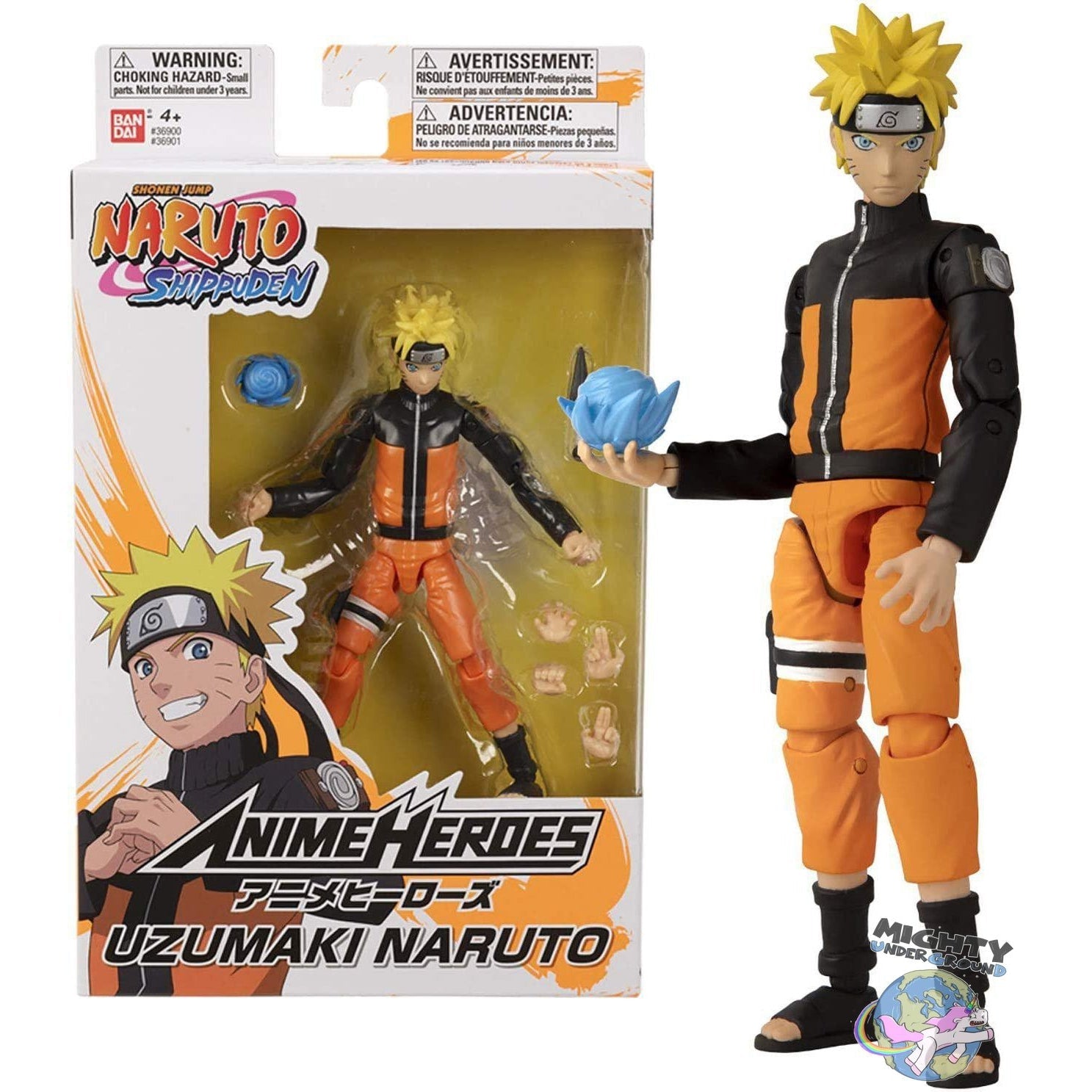 Anime Heroes: Naruto, Sasuke, Kakashi 3-Set-Actionfiguren-Bandai-mighty-underground