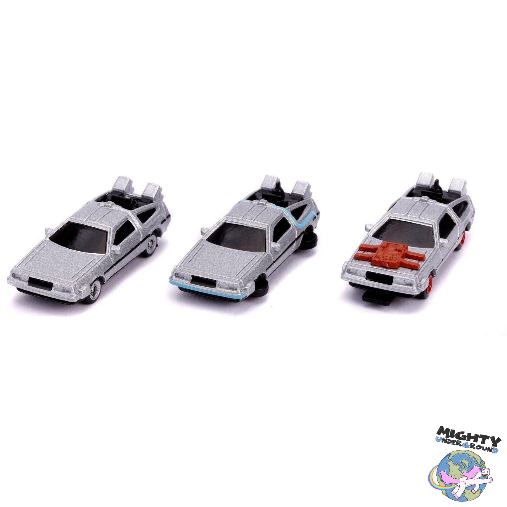 Back To The Future: Delorean 1,65" 3-Pack - Modellautos-Modellautos-Jada Toys-Mighty Underground