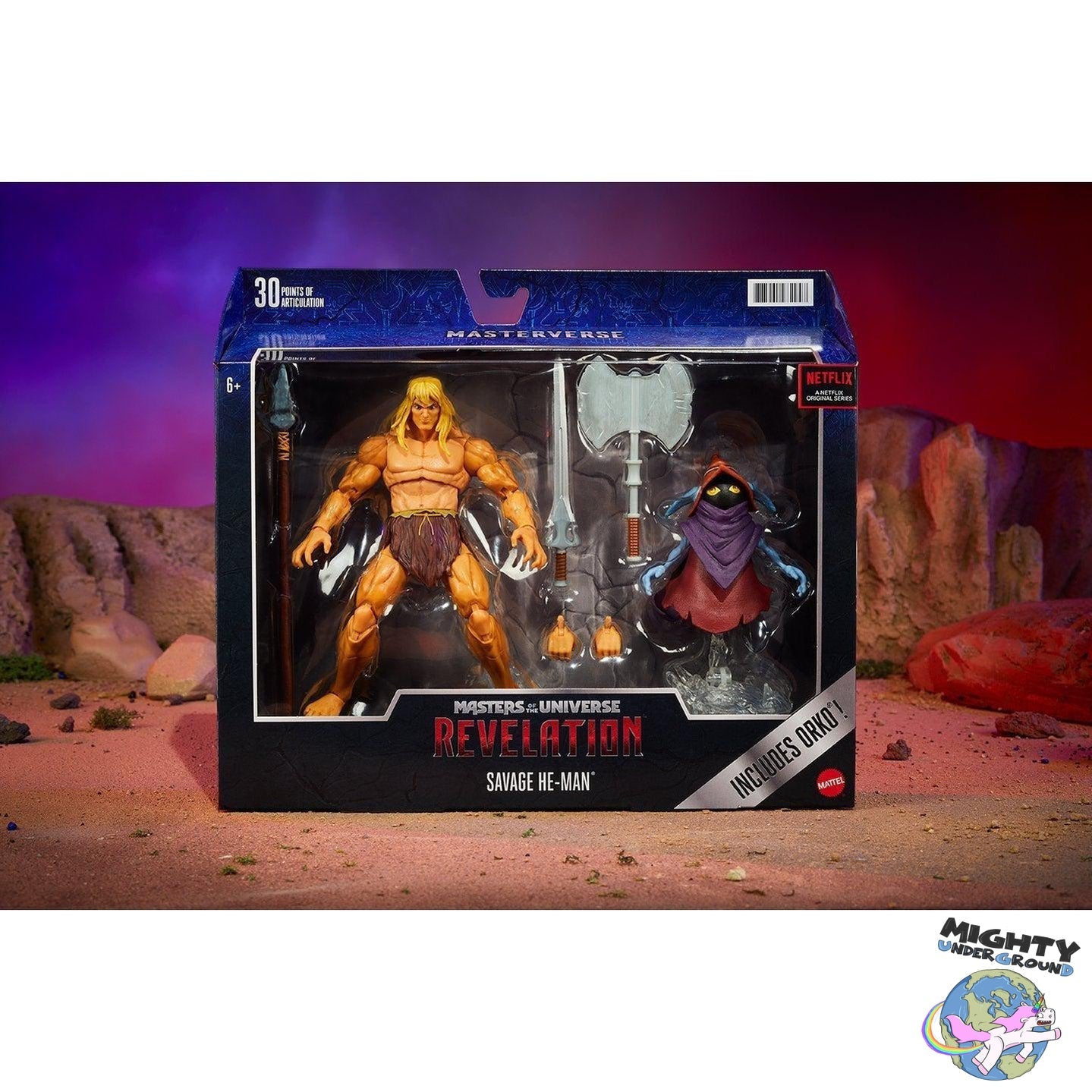 Masters of the Universe Revelation: Savage He-Man & Orko-Actionfiguren-Mattel-Mighty Underground