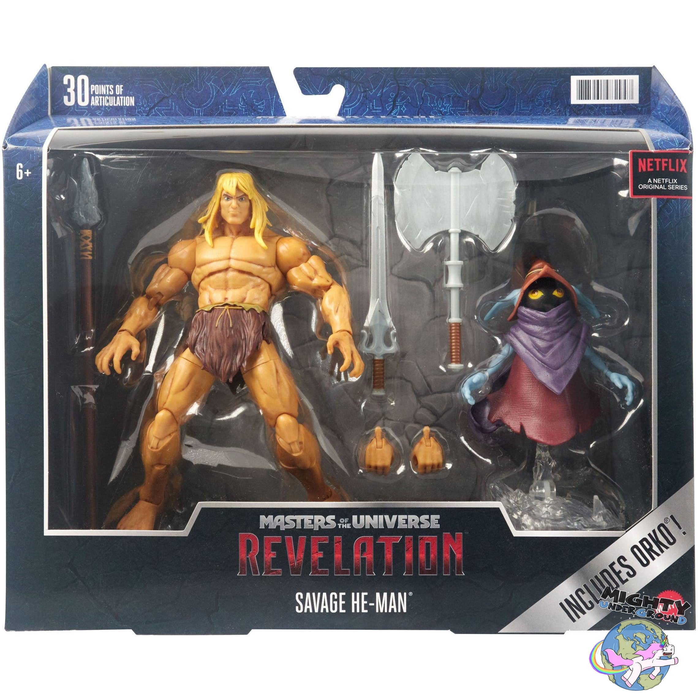 Masters of the Universe Revelation: Savage He-Man & Orko-Actionfiguren-Mattel-Mighty Underground