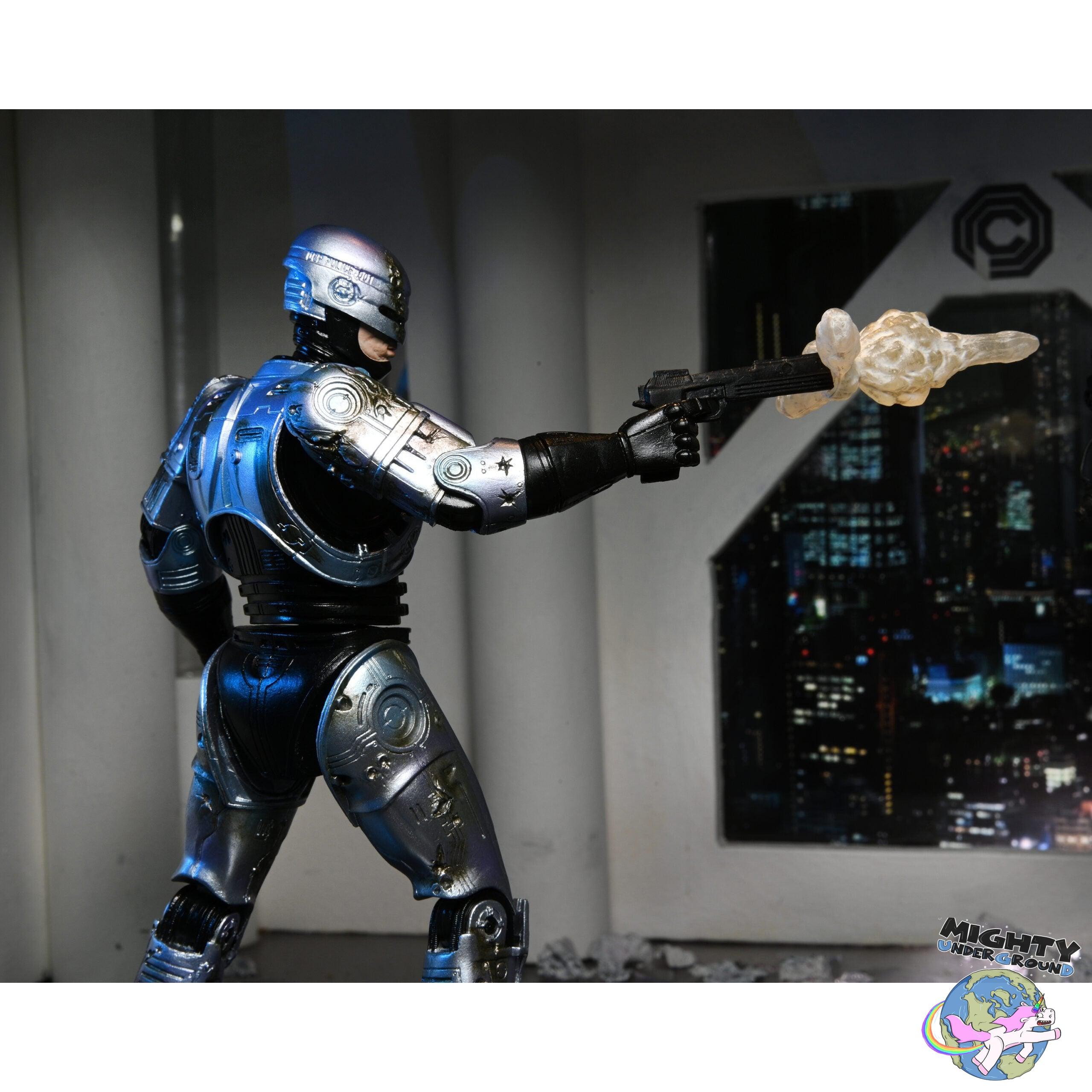 RoboCop: Ultimate Battle Damaged RoboCop with Chair-Actionfiguren-NECA-Mighty Underground