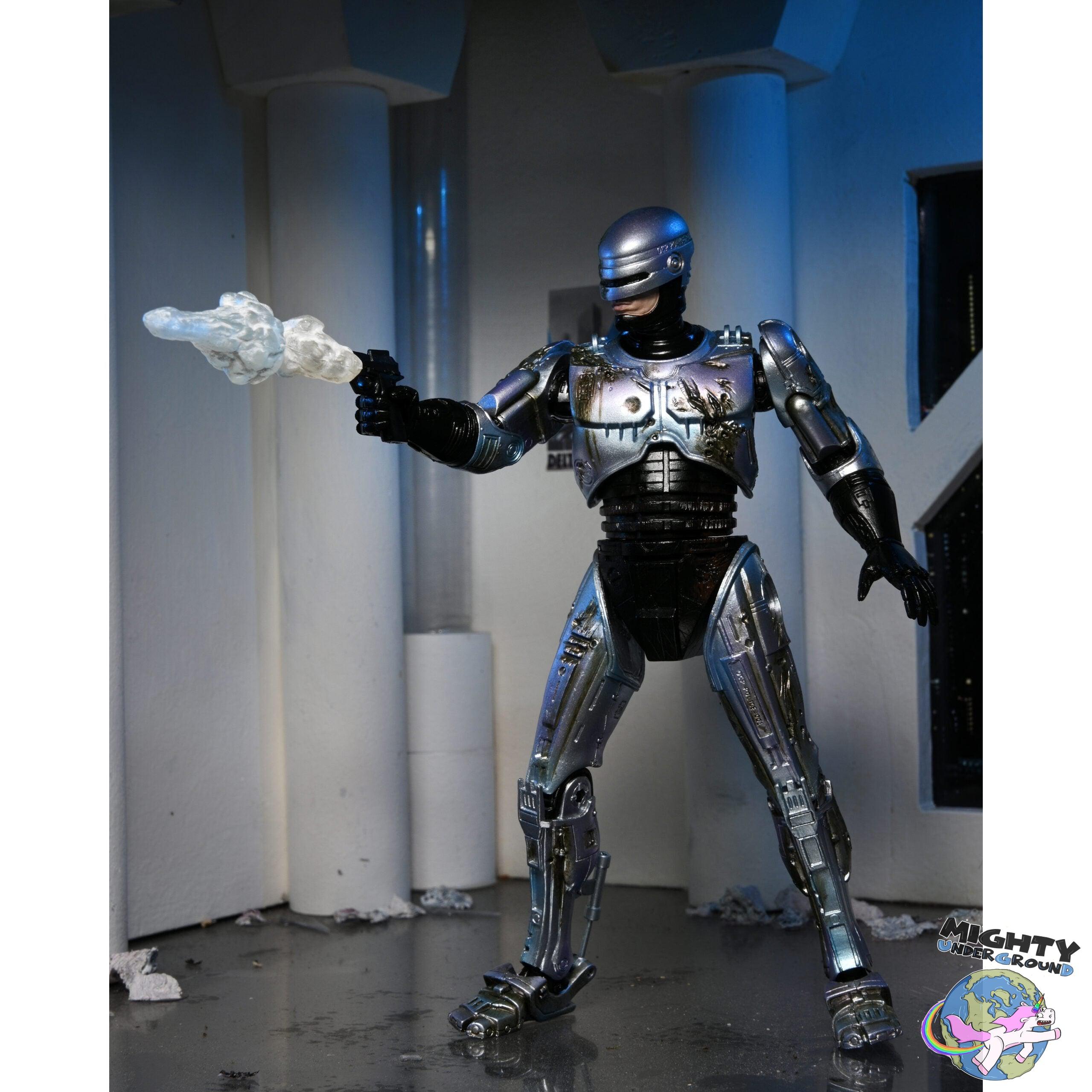 RoboCop: Ultimate Battle Damaged RoboCop with Chair-Actionfiguren-NECA-Mighty Underground