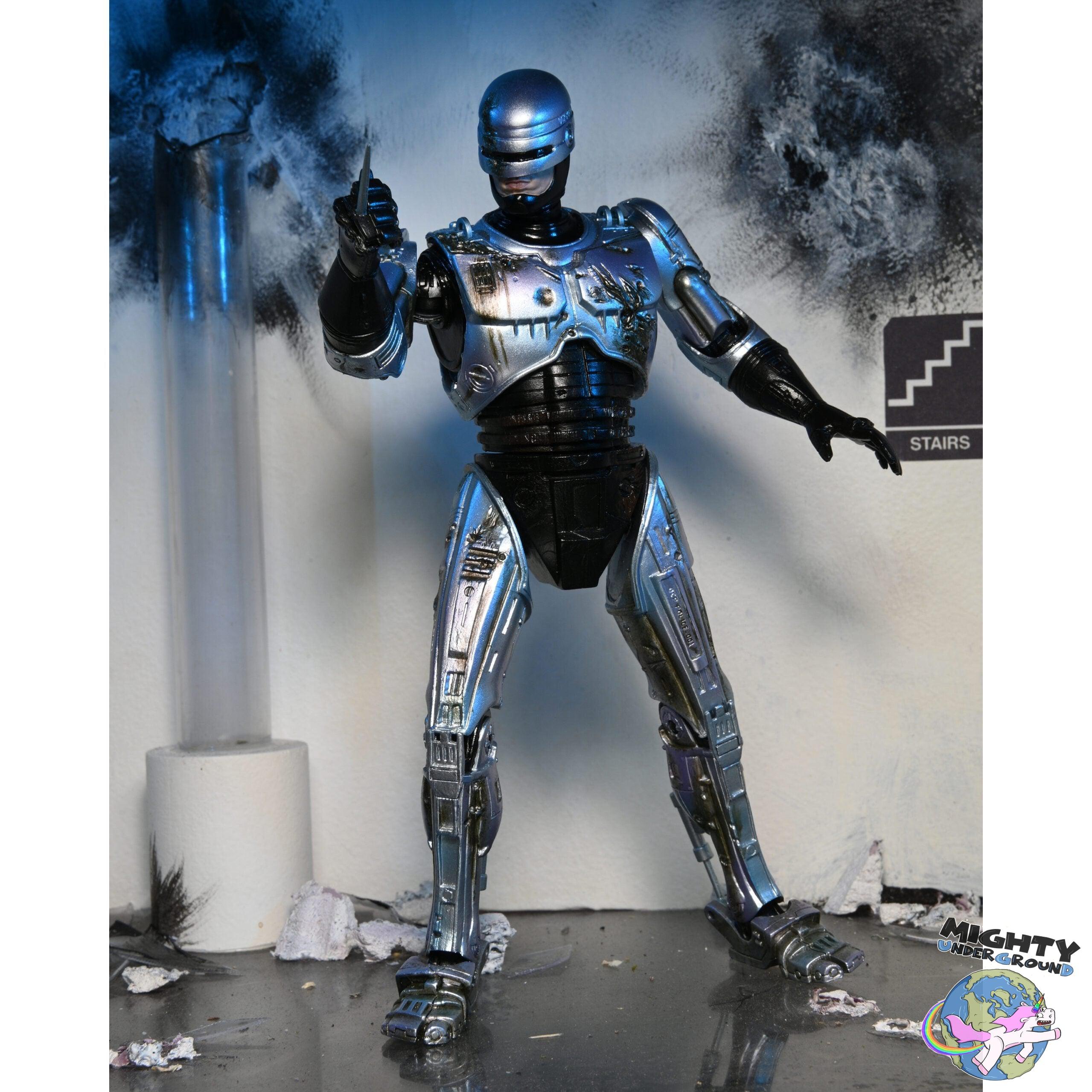 RoboCop: Ultimate Battle Damaged RoboCop with Chair-Actionfiguren-NECA-Mighty Underground