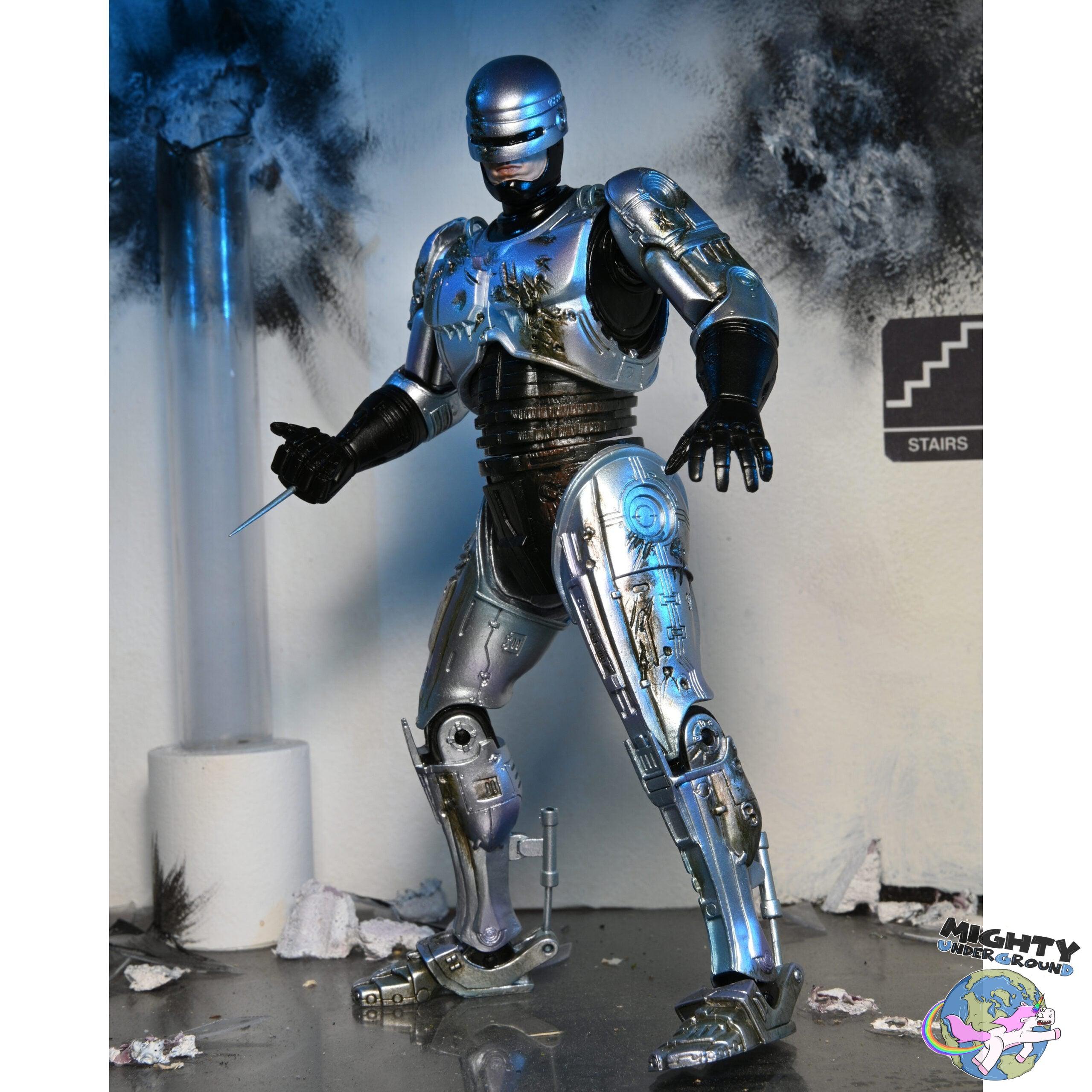 RoboCop: Ultimate Battle Damaged RoboCop with Chair-Actionfiguren-NECA-Mighty Underground