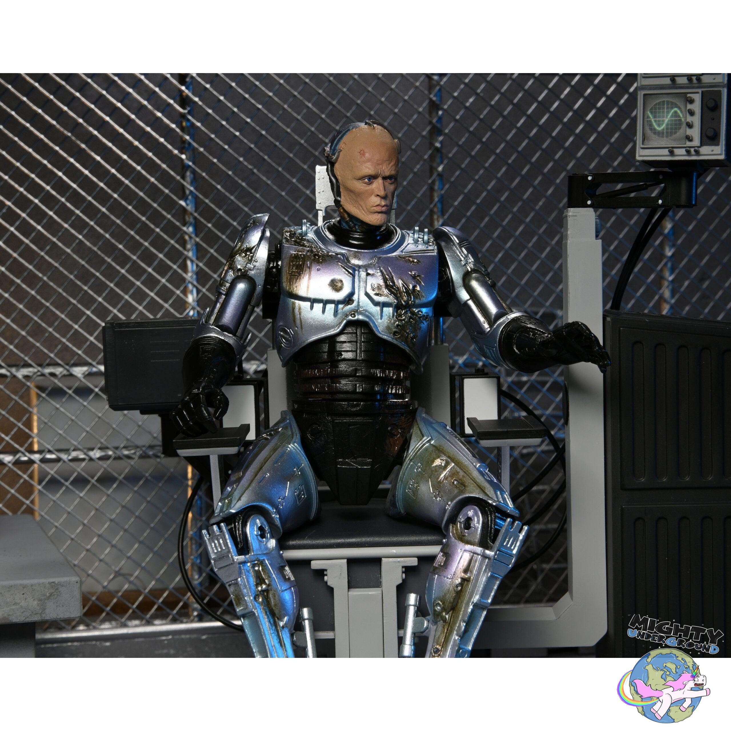 RoboCop: Ultimate Battle Damaged RoboCop with Chair-Actionfiguren-NECA-Mighty Underground