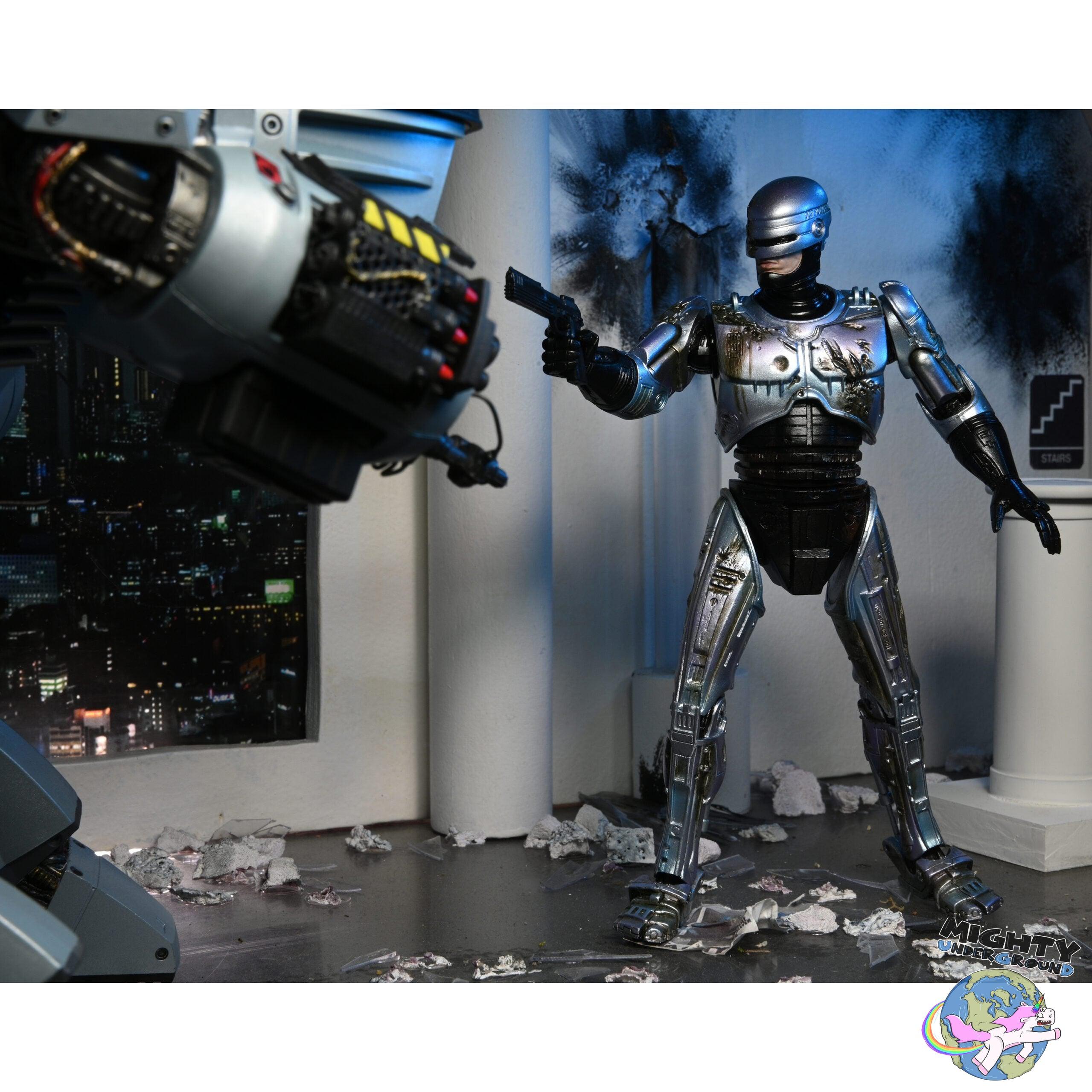 Neca Robocop Bundle: Ed-209 DX w/Sound online & Battle Damaged Ultimate RoboCop w/Chair