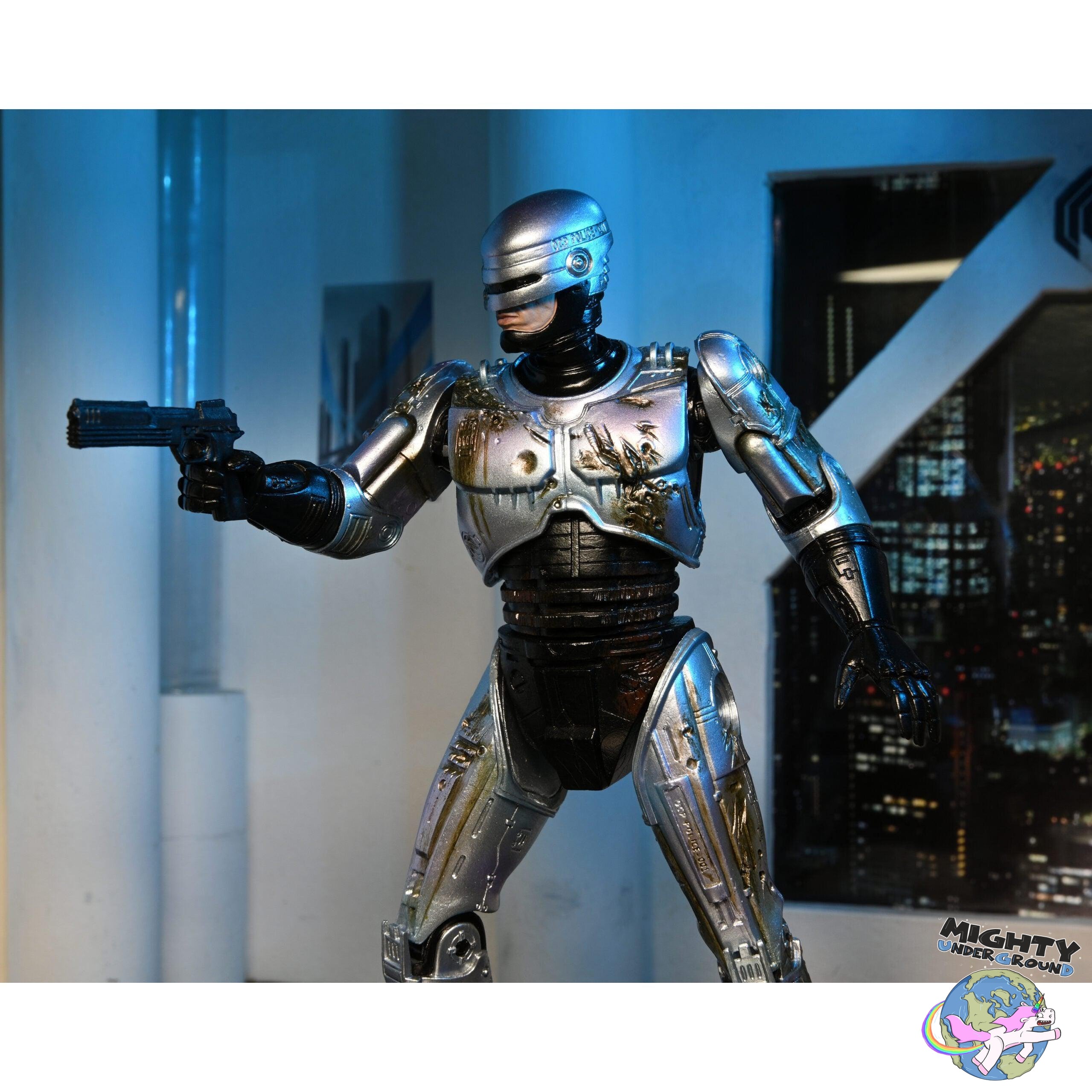 RoboCop: Ultimate Battle Damaged RoboCop with Chair-Actionfiguren-NECA-Mighty Underground