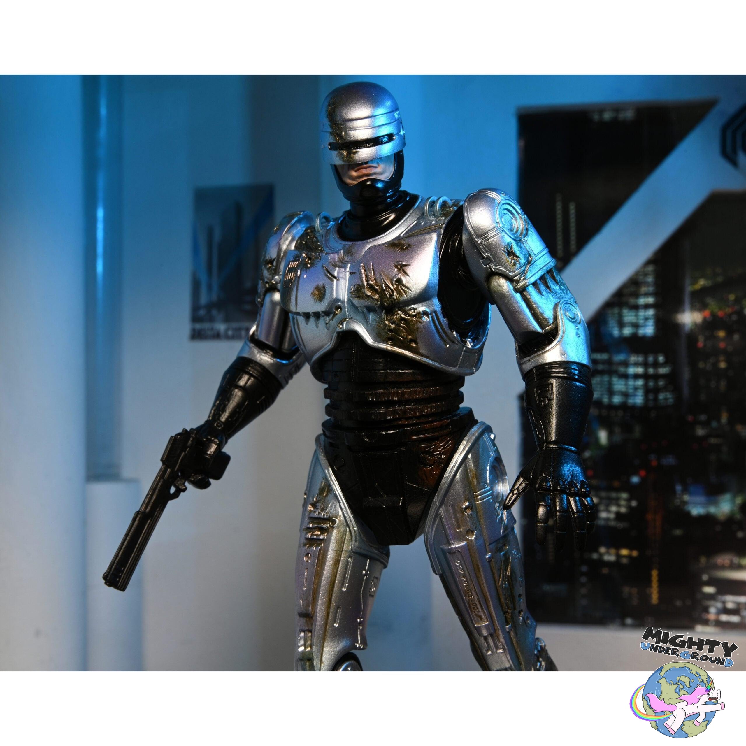 RoboCop: Ultimate Battle Damaged RoboCop with Chair-Actionfiguren-NECA-Mighty Underground