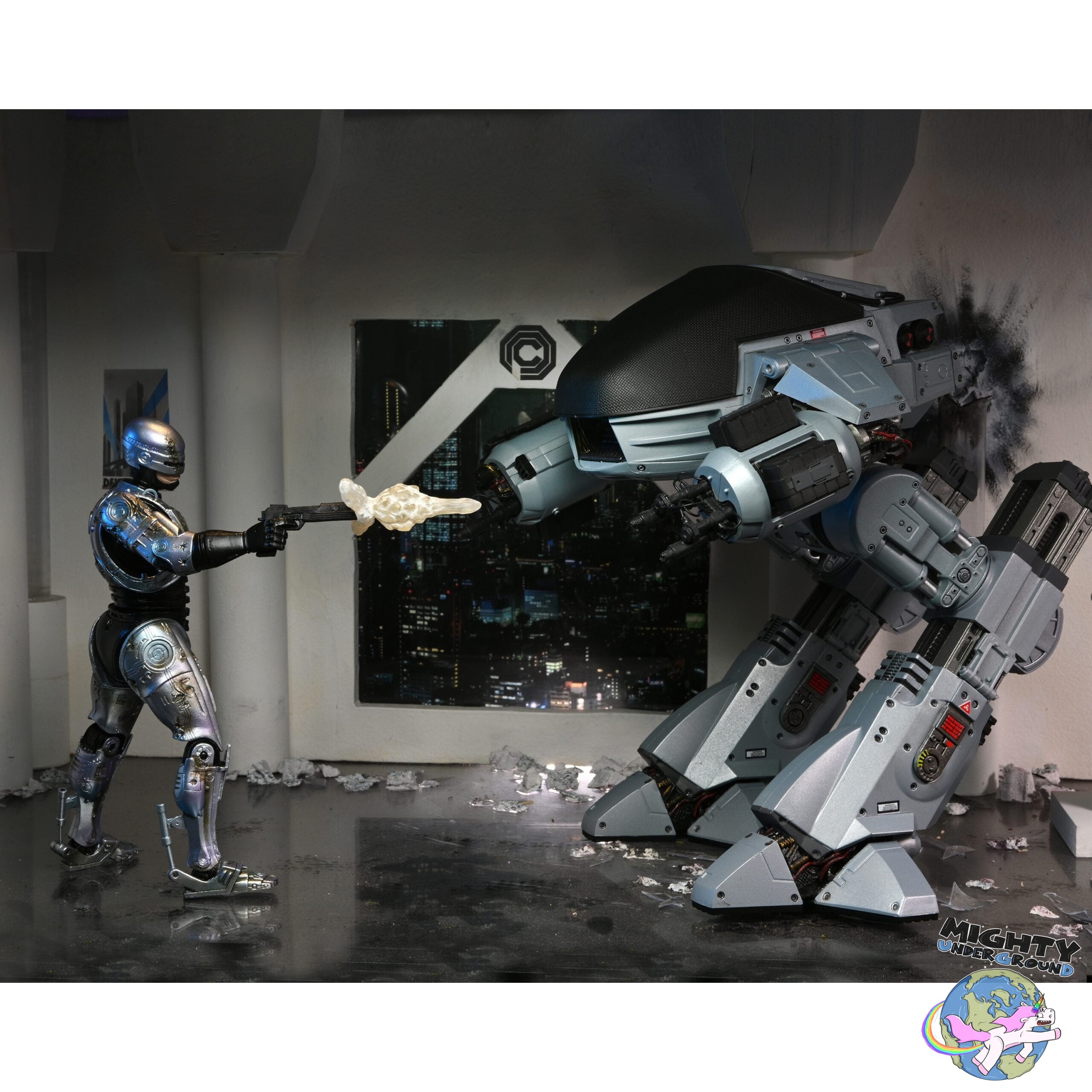 RoboCop: Ultimate Battle Damaged RoboCop with Chair-Actionfiguren-NECA-Mighty Underground