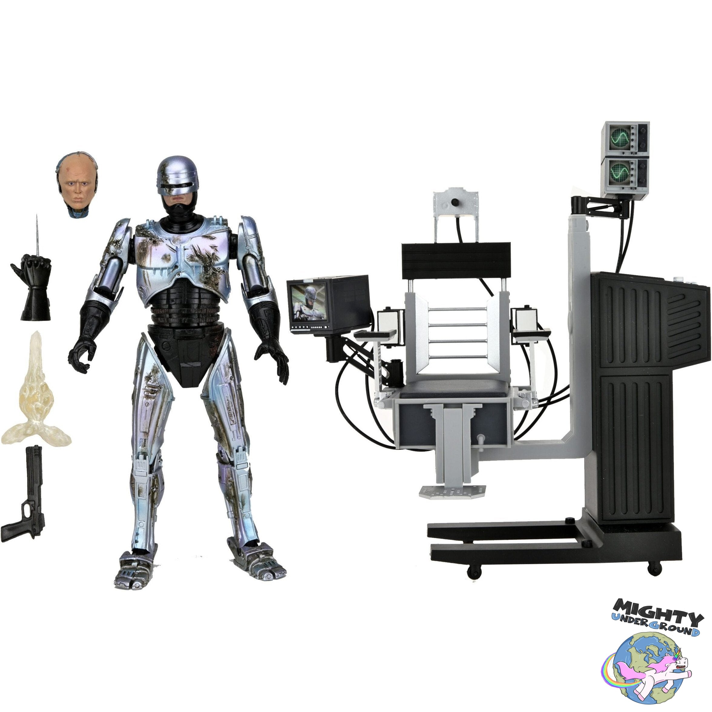 RoboCop: Ultimate Battle Damaged RoboCop with Chair-Actionfiguren-NECA-Mighty Underground