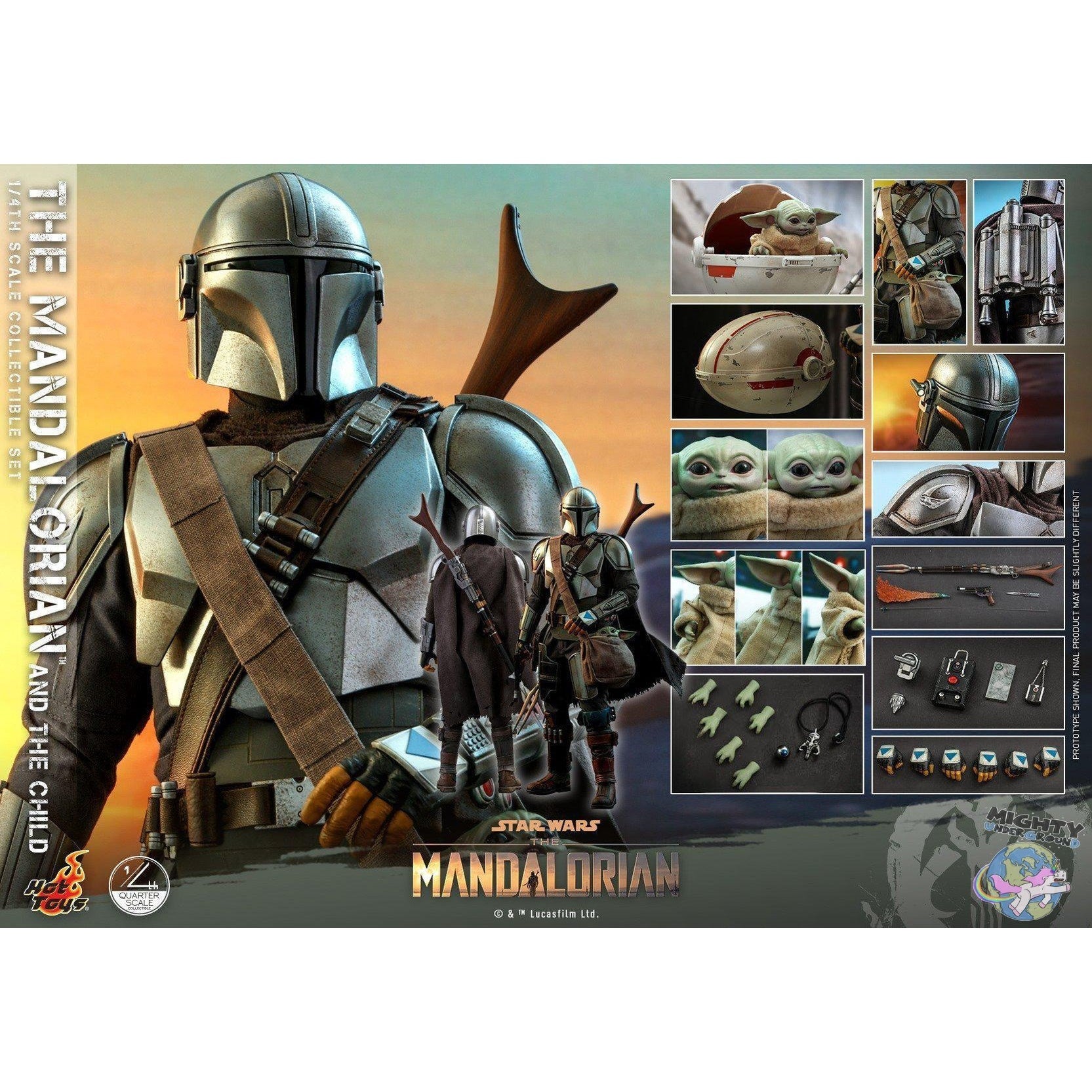 Star Wars: The Mandalorian and The Child 1:4 Scale Figure Set VORBESTELLUNG!-Actionfiguren-Hot Toys-mighty-underground