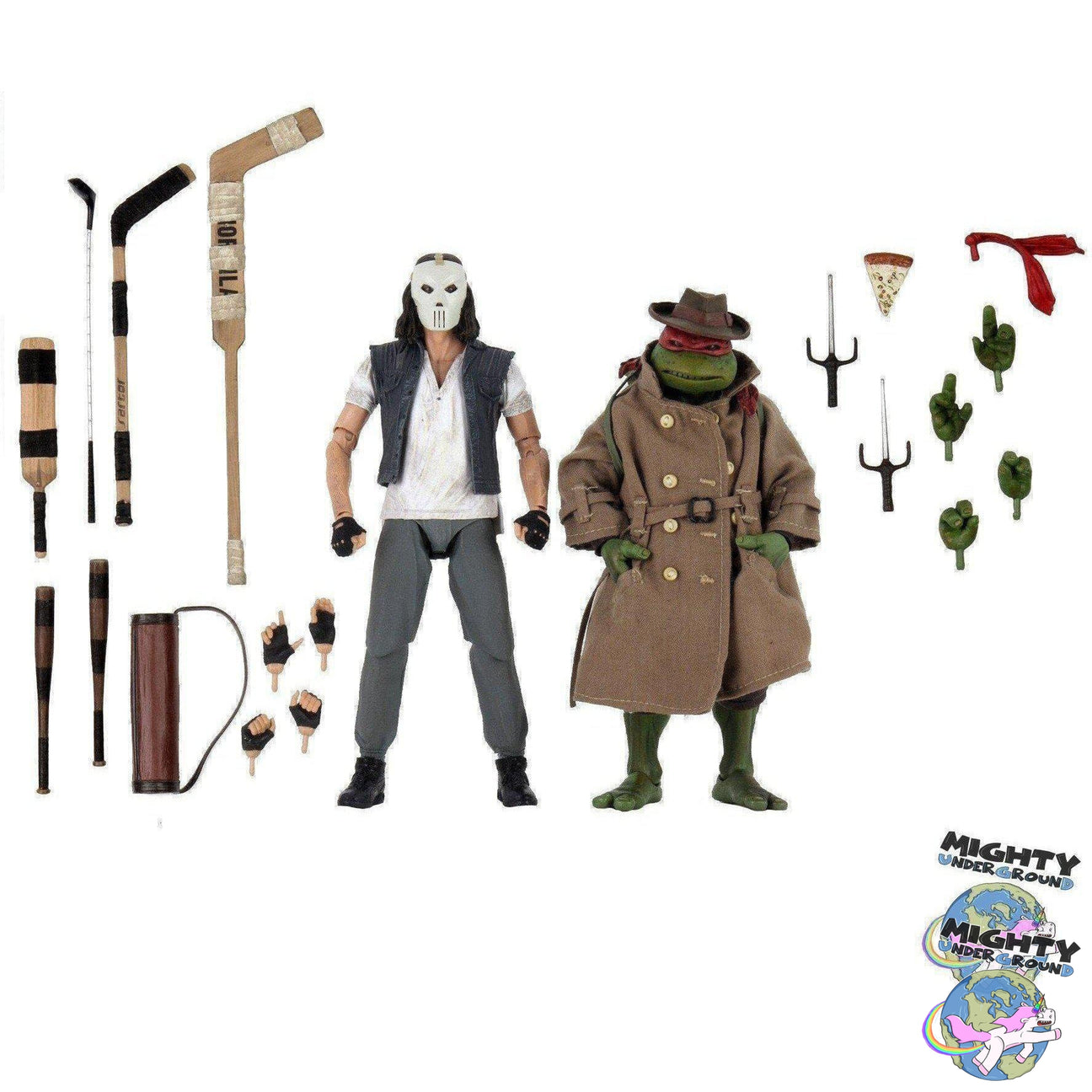 TMNT (1990 Movie): Leonardo, Michelangelo, Donatello, Raphael & Cacy Jones, Shredder, Splinter, Foot Soldiers 9-Set-Actionfiguren-NECA-Mighty Underground
