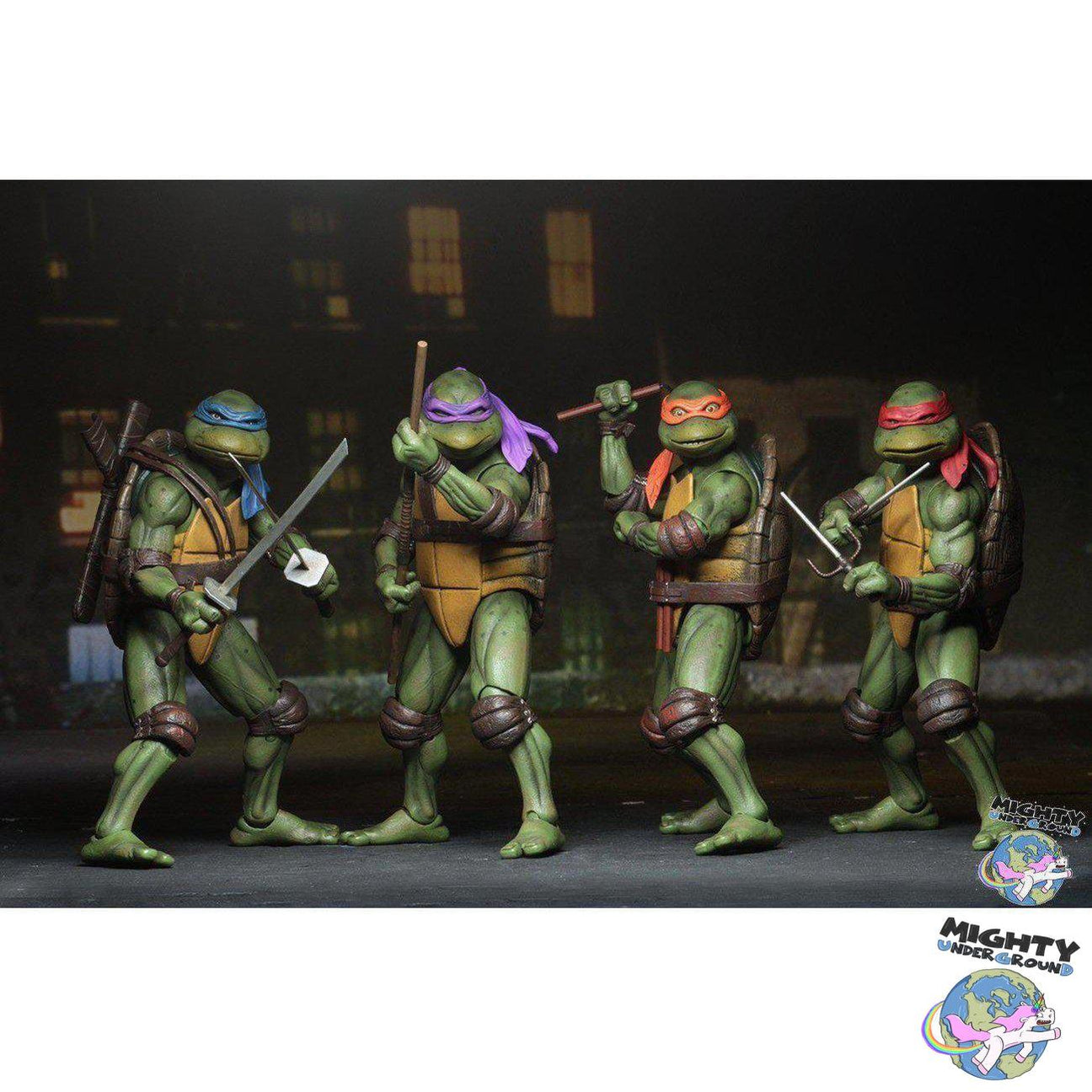 TMNT (1990 Movie): Leonardo, Raphael, Michelangelo, Donatello, Shredder, Splinter, Foot Soldiers 8-Set-Actionfiguren-NECA-mighty-underground