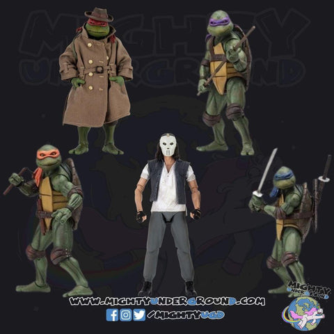 TMNT (1990 Movie): Leonardo, Michelangelo, Donatello, Raphael & Casey Jones 5-Set-Actionfiguren-NECA-Mighty Underground