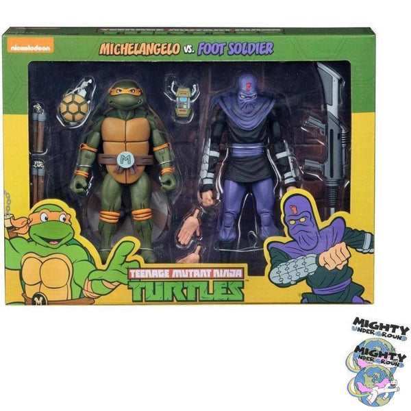 TMNT: Michelangelo VS Foot Soldier 2-Pack [Beschädigte Verpackung]-Actionfiguren-NECA-Mighty Underground